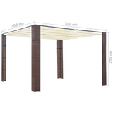 NNEVL Gazebo with Roof Poly Rattan 300x300x200 cm Brown and Cream