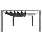 NNEVL Gazebo with Sliding Roof Poly Rattan 400x400x200 cm Grey and Anthracite