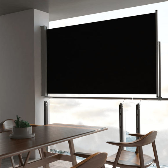 NNEVL Patio Retractable Side Awning 140 x 300 cm Black