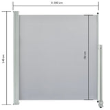 NNEVL Patio Retractable Side Awning 140 x 300 cm Grey