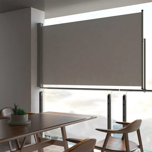 NNEVL Patio Retractable Side Awning 140 x 300 cm Grey