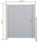 NNEVL Patio Retractable Side Awning 160 x 300 cm Grey