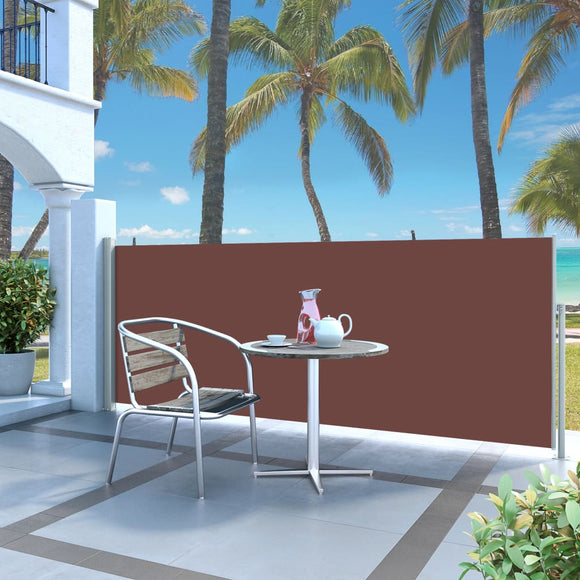 NNEVL Retractable Side Awning 120 x 300 cm Brown