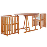 NNEVL 3 Piece Bistro Set with Cushions Solid Eucalyptus Wood
