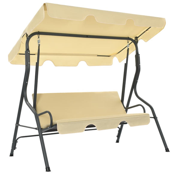 NNEVL Garden Swing Bench Cream White 170x110x153 cm