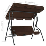NNEVL Garden Swing Bench Coffee 170x110x153 cm