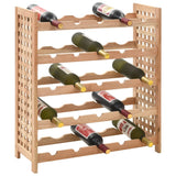 NNEVL Wine Rack for 25 Bottles Solid Walnut Wood 63x25x73 cm