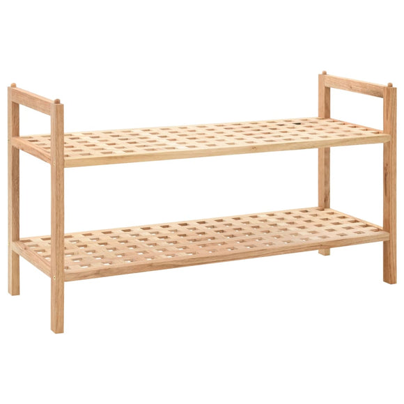 NNEVL Shoe Rack Solid Walnut Wood 69x26x40 cm