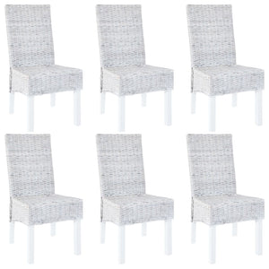 NNEVL Dining Chairs 6 pcs Light Brown Kubu Rattan and Mango Wood