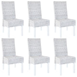 NNEVL Dining Chairs 6 pcs Light Brown Kubu Rattan and Mango Wood