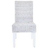 NNEVL Dining Chairs 6 pcs Light Brown Kubu Rattan and Mango Wood