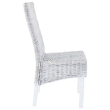NNEVL Dining Chairs 6 pcs Light Brown Kubu Rattan and Mango Wood
