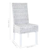 NNEVL Dining Chairs 6 pcs Light Brown Kubu Rattan and Mango Wood