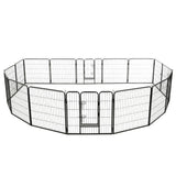 NNEVL Dog Playpen 16 Panels Steel 80x80 cm Black