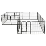 NNEVL Dog Playpen 16 Panels Steel 80x80 cm Black