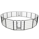 NNEVL Dog Playpen 16 Panels Steel 80x80 cm Black