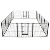 NNEVL Dog Playpen 16 Panels Steel 80x80 cm Black