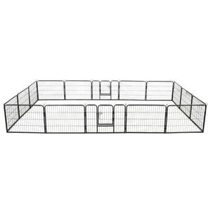 NNEVL Dog Playpen 16 Panels Steel 60x80 cm Black