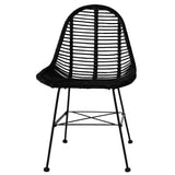 NNEVL Dining Chairs 6 pcs Black Natural Rattan