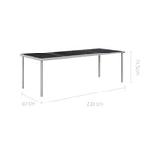NNEVL Garden Table Black 220x90x74.5 cm Steel