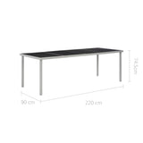 NNEVL 11 Piece Outdoor Dining Set Steel and Textilene Black
