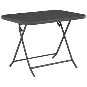 NNEVL Folding Garden Table Grey 100x75x72 cm Glass and Steel