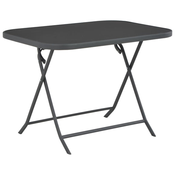 NNEVL Folding Garden Table Grey 100x75x72 cm Glass and Steel