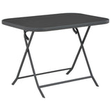 NNEVL Folding Garden Table Grey 100x75x72 cm Glass and Steel
