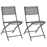 NNEVL 5 Piece Folding Outdoor Dining Set Steel and Textilene Grey