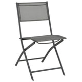 NNEVL 5 Piece Folding Outdoor Dining Set Steel and Textilene Grey