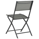 NNEVL 7 Piece Folding Outdoor Dining Set Steel and Textilene Grey