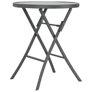 NNEVL Folding Bistro Table Grey 60x70 cm Glass and Steel
