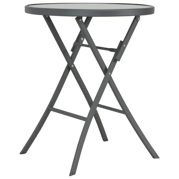 NNEVL Folding Bistro Table Grey 60x70 cm Glass and Steel