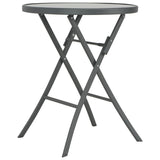 NNEVL Folding Bistro Table Grey 60x70 cm Glass and Steel