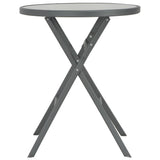 NNEVL Folding Bistro Table Grey 60x70 cm Glass and Steel