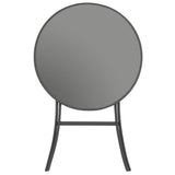 NNEVL Folding Bistro Table Grey 60x70 cm Glass and Steel
