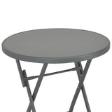 NNEVL Folding Bistro Table Grey 60x70 cm Glass and Steel