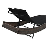 NNEVL Sun Lounger with Pillow Poly Rattan Brown