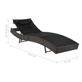 NNEVL Sun Lounger with Pillow Poly Rattan Brown