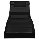 NNEVL Sun Lounger with Pillow Poly Rattan Black