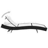 NNEVL Sun Lounger with Pillow Poly Rattan Black