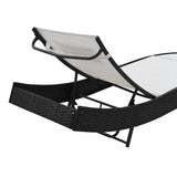 NNEVL Sun Lounger with Pillow Poly Rattan Black