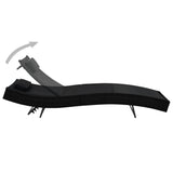 NNEVL Sun Loungers 2 pcs with Table Poly Rattan and Textilene Black