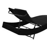 NNEVL Sun Loungers 2 pcs with Table Poly Rattan and Textilene Black