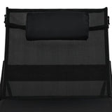 NNEVL Sun Loungers 2 pcs with Table Poly Rattan and Textilene Black