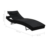 NNEVL Sun Loungers 2 pcs with Table Poly Rattan and Textilene Black