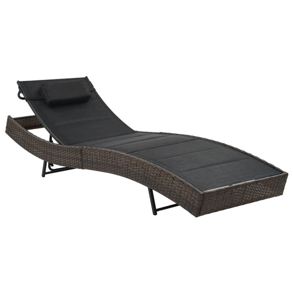 NNEVL Sun Lounger Poly Rattan and Textilene Brown