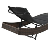 NNEVL Sun Lounger Poly Rattan and Textilene Brown