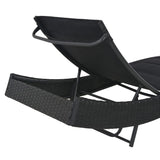 NNEVL Sun Lounger Poly Rattan and Textilene Black