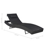 NNEVL Sun Lounger Poly Rattan and Textilene Black